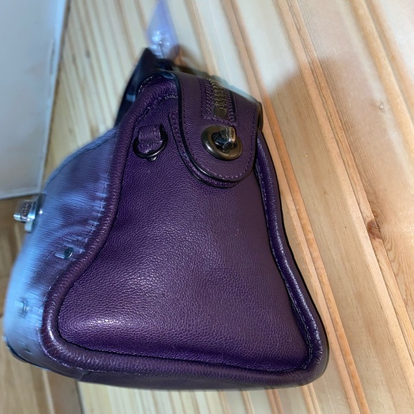 Coach Dark Plum Ryder Satchel Leather Handbag with Turnlock - Picture 4 of 12